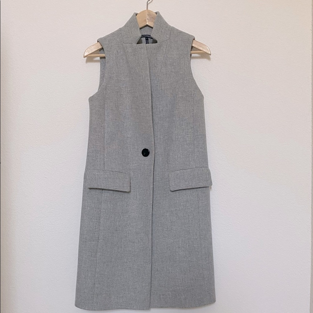 Intermix Grey Long Wool Vest